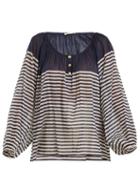 Matchesfashion.com Mes Demoiselles - Forward Striped Cotton Shirt - Womens - Navy Multi