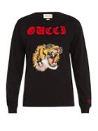 Gucci Tiger-appliqu Long-sleeved Cotton T-shirt