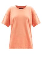 Les Tien - Reverse-seam Cotton-jersey T-shirt - Womens - Coral