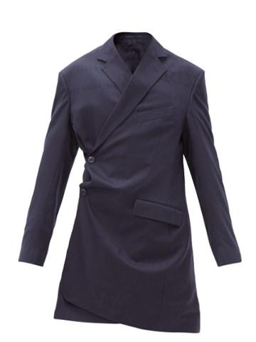 Matchesfashion.com Martine Rose - Geneve Logo-jacquard Wool-crepe Dress - Womens - Navy