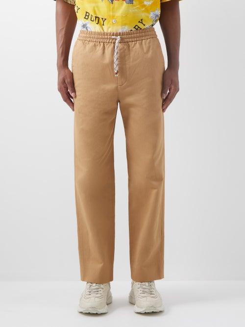 Gucci - Logo-print Cotton-drill Trousers - Mens - Camel