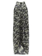 Matchesfashion.com Petar Petrov - Aspen Fog Floral-print Silk Maxi Dress - Womens - Black White