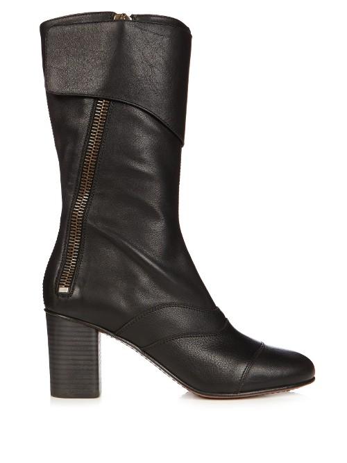 Chloé Lexie Leather Block-heel Boots