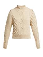 Matchesfashion.com Isabel Marant - Brantley Aran Knit Wool Blend Sweater - Womens - Ivory