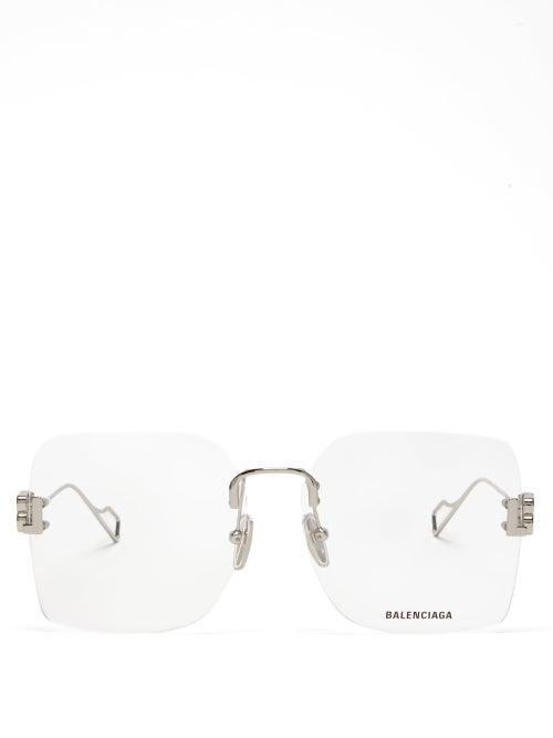 Matchesfashion.com Balenciaga - Bb-logo Square Glasses - Womens - Silver