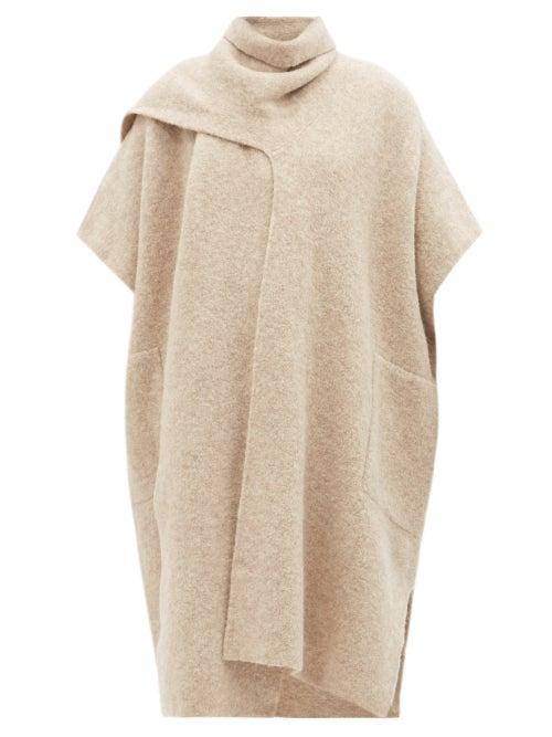 Lauren Manoogian - Planes Asymmetric Knitted Poncho - Womens - Light Beige