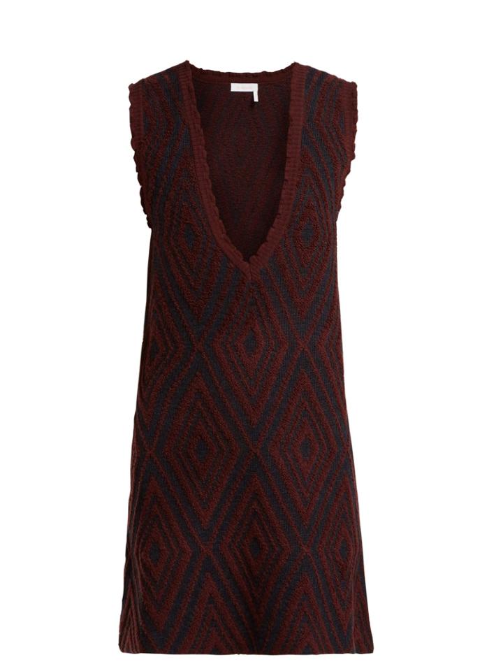 See By Chloé Chevron Jacquard-knit Wool Dress