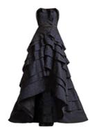 Oscar De La Renta Strapless Floral Silk-cloqu Gown