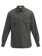 Matchesfashion.com Raey - Half-placket Patch-pocket Cotton Shirt - Mens - Dark Green