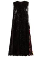Matchesfashion.com Msgm - Sequined Pleated Midi Dress - Womens - Black
