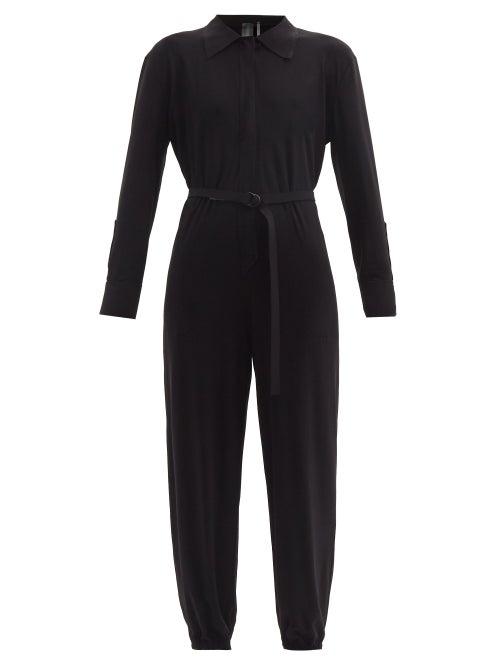 Matchesfashion.com Norma Kamali - Belted Stretch-jersey Jumpsuit - Womens - Black