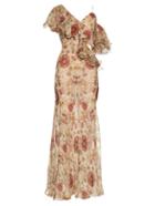 Alexander Mcqueen Medieval Floral-print Silk Gown
