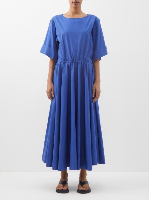 The Row - Kion Toggled-waist Cotton-poplin Dress - Womens - Blue