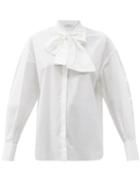 Matchesfashion.com Another Tomorrow - Oversized Tie-neck Cotton-poplin Shirt - Womens - White