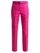 Matchesfashion.com Off-white - Belted Mid Rise Moire Trousers - Womens - Pink
