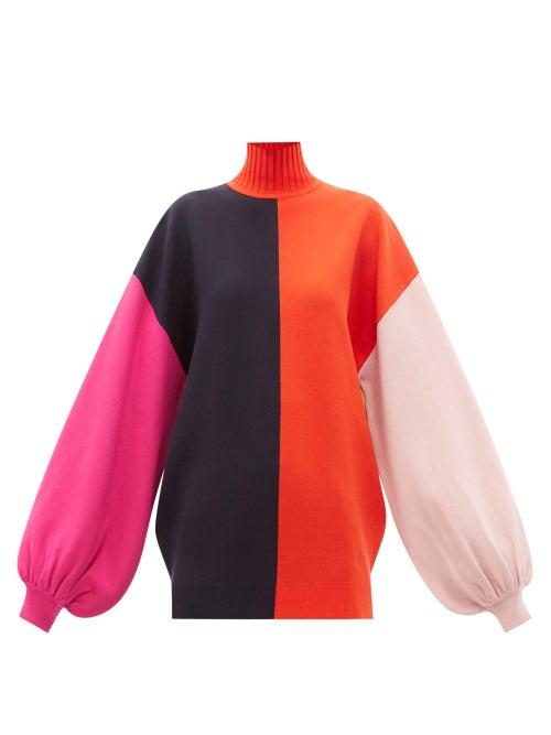 Roksanda - Clover Puff-sleeve High-neck Sweater - Womens - Multi