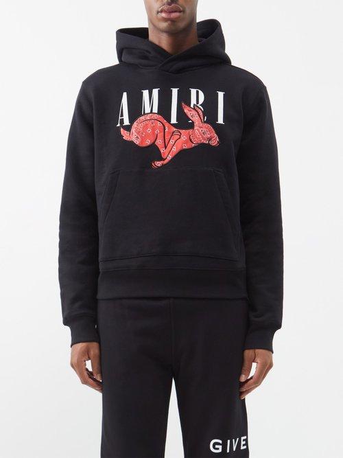Amiri - Rabbit-appliqu Cotton-jersey Hoodie - Mens - Black