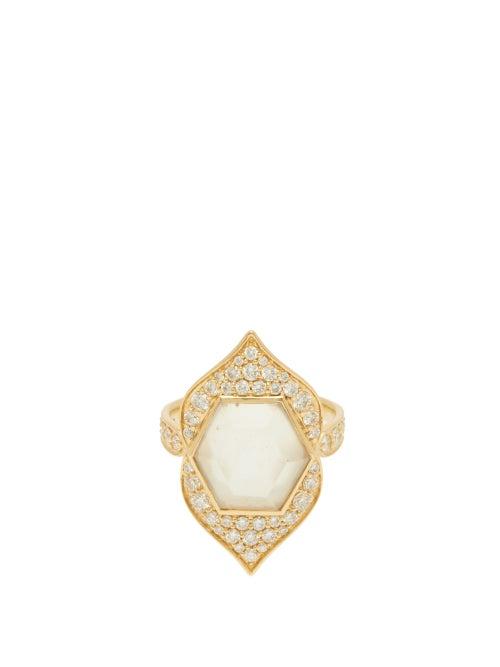 Matchesfashion.com Noor Fares - Samsara Diamond, Sapphire & 18kt Gold Ring - Womens - Clear