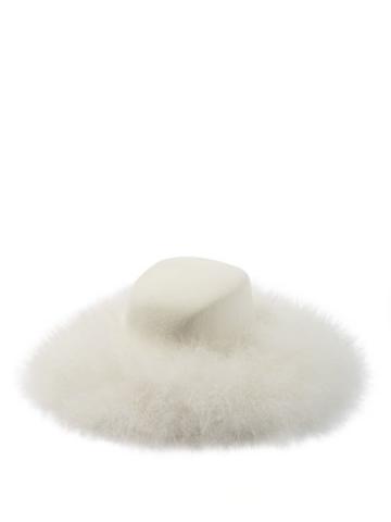 Stephen Jones - Catherine Felted-wool And Marabou Feather Hat - Womens - Ivory