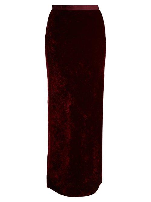 Matchesfashion.com Nili Lotan - Maya Velvet Maxi Skirt - Womens - Burgundy