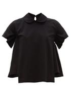 Matchesfashion.com Noir Kei Ninomiya - Peter Pan Collar Cotton T Shirt - Womens - Black