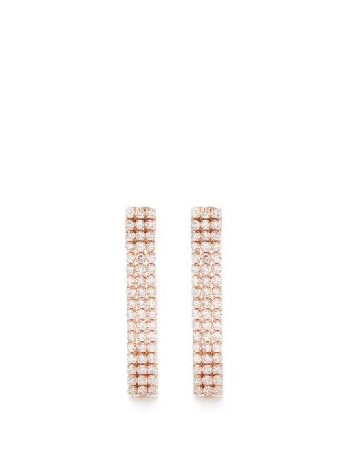 Shay - Diamond & 18kt Rose-gold Hoop Earrings - Womens - Rose Gold