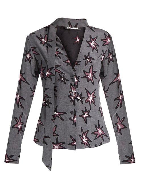 Matchesfashion.com Rockins - Explosion Print Silk Crepe De Chine Shirt - Womens - 1061 Black Multi