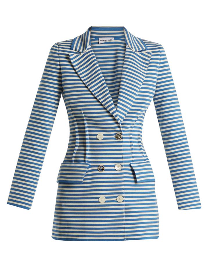 Sonia Rykiel Striped Double-breasted Cotton-blend Jacket