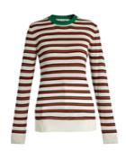 Marni Striped Contrast-collar Cashmere-blend Sweater