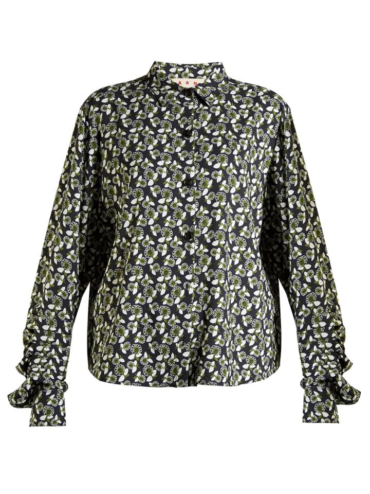 Marni Point-collar Floral-print Shirt