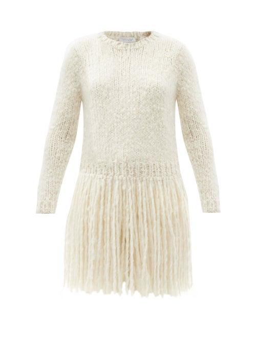 Ladies Rtw Gabriela Hearst - Gracida Fringed Cashmere Sweater - Womens - Ivory