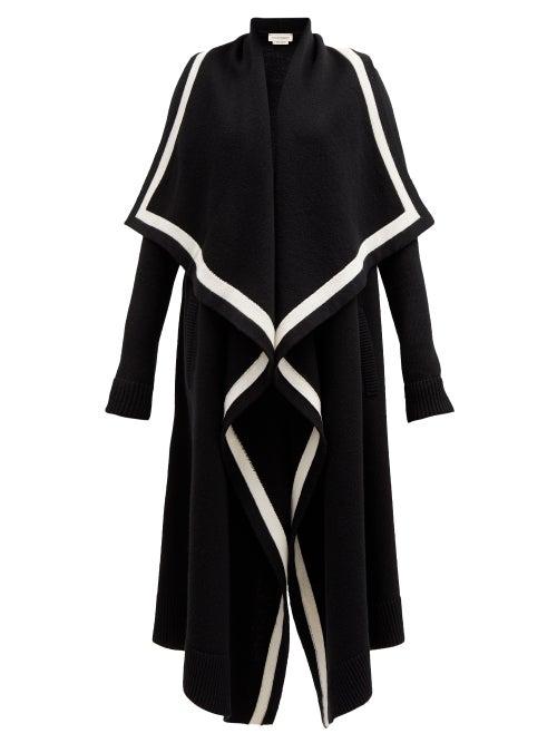 Alexander Mcqueen - Striped-edge Wrap Cardigan - Womens - Black