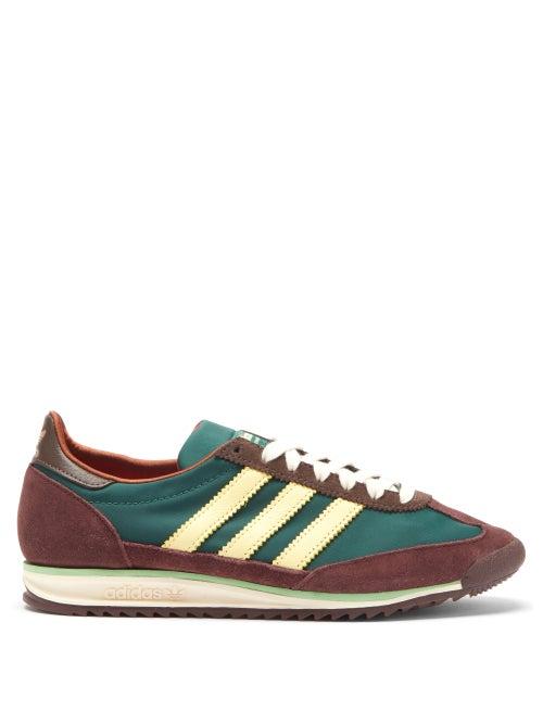 Matchesfashion.com Adidas X Wales Bonner - Sl72 Technical-canvas And Suede Trainers - Womens - Green Multi