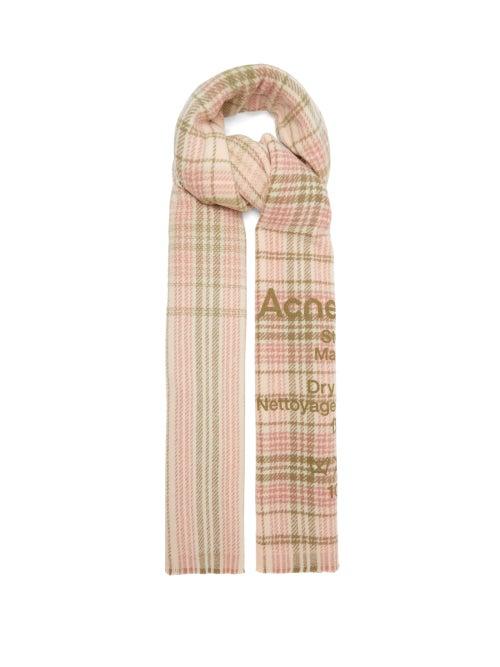 Acne Studios - Cassiar Tartan-wool Scarf - Womens - Pink Multi