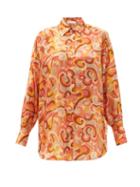Matchesfashion.com Zimmermann - Mae Swirl-print Silk-twill Blouse - Womens - Orange Print