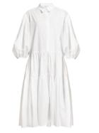 Matchesfashion.com Cecilie Bahnsen - Amy Tiered Cotton Poplin Shirt Dress - Womens - White