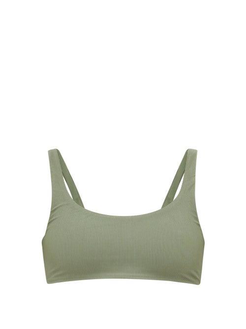 Matchesfashion.com Jade Swim - Scoop-neck Ribbed Bikini Top - Womens - Dark Green
