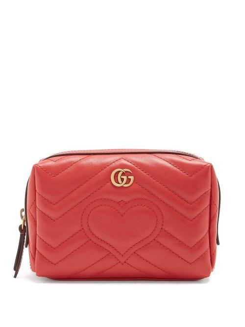 Matchesfashion.com Gucci - Gg Marmont Quilted Leather Make Up Bag - Womens - Red Multi