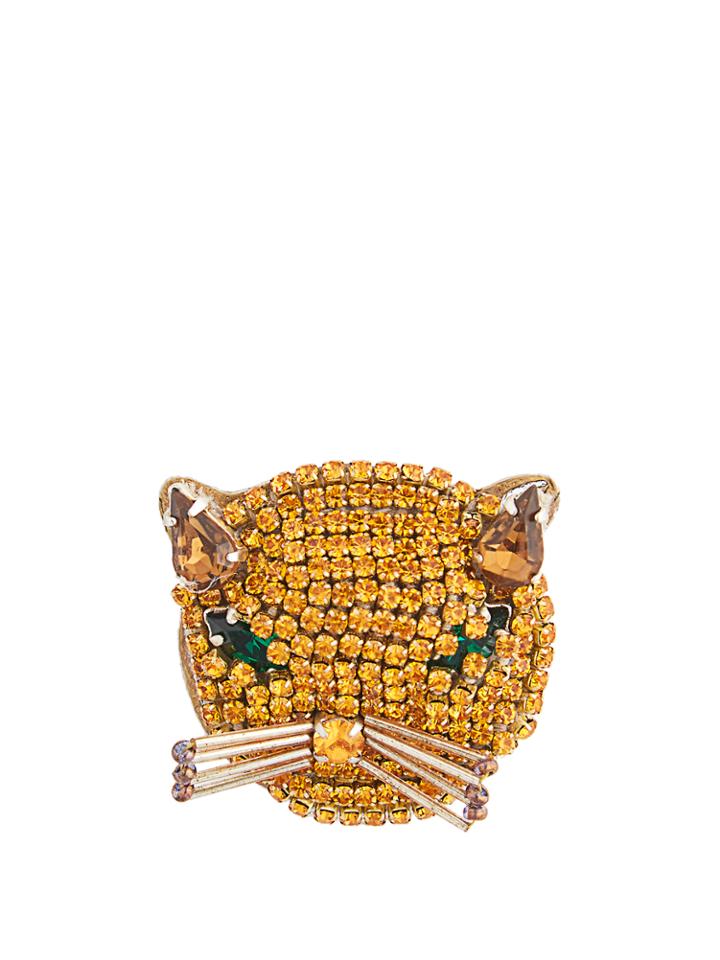 Gucci Cat Crystal-embellished Brooch