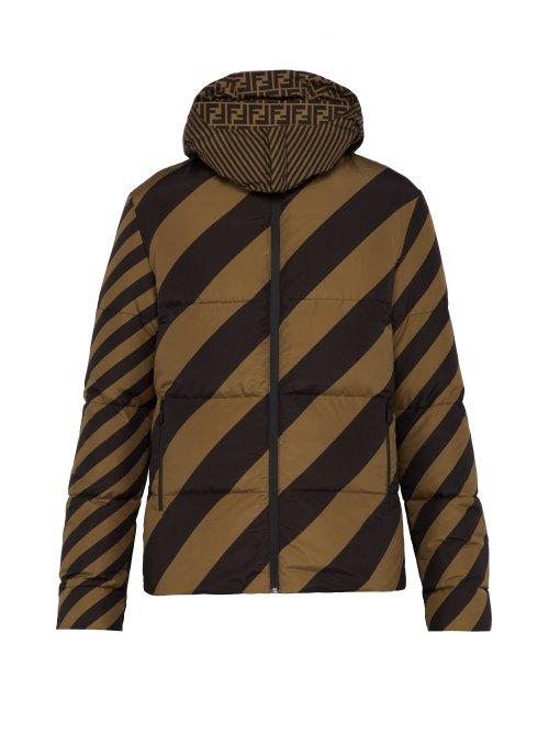 Matchesfashion.com Fendi - Reversible Striped Quilted Down Coat - Mens - Brown Multi