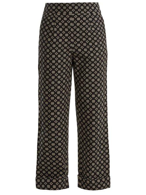 Matchesfashion.com Ace & Jig - Annie High Rise Wide Leg Cotton Trousers - Womens - Black White