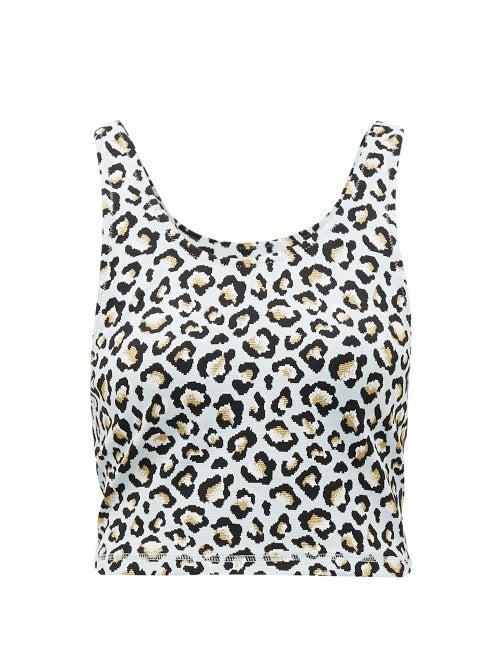 Matchesfashion.com The Upside - Ice Leopard-jacquard Jersey Crop Top - Womens - Leopard