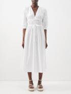 Altuzarra - Donrine Ruched Cotton-poplin Midi Dress - Womens - White