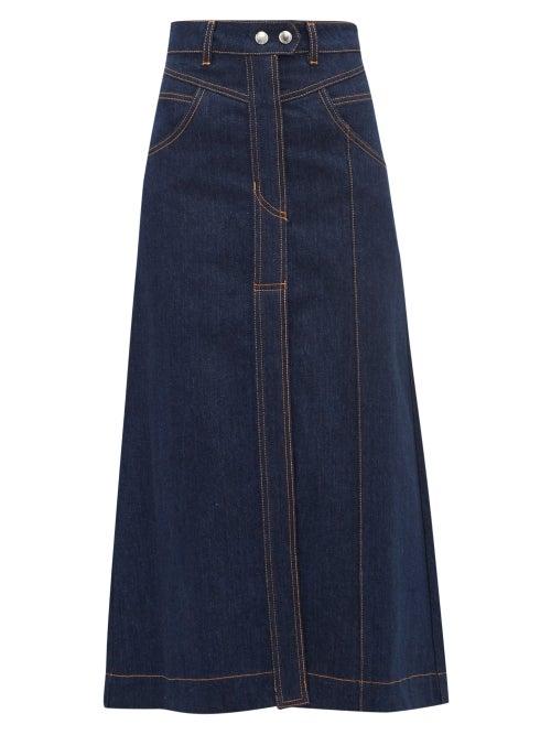 Matchesfashion.com Ellery - Traffic A Line Denim Skirt - Womens - Indigo