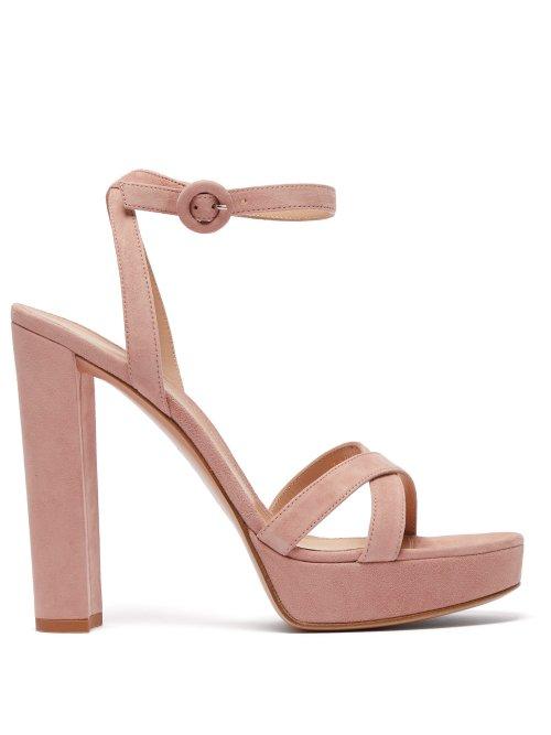 Matchesfashion.com Gianvito Rossi - Poppy 100 Suede Platform Sandals - Womens - Nude