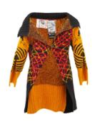 Matty Bovan - Anchor-logo Slit-cuff Merino-blend Cardigan - Womens - Orange Multi