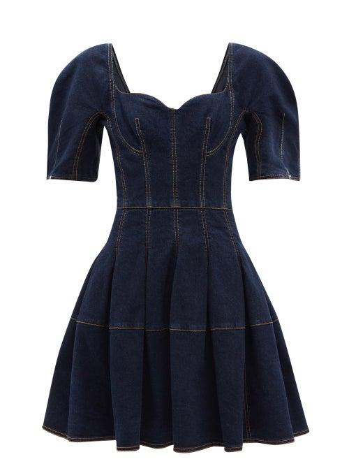 Alexander Mcqueen - Sweetheart-neck Denim Dress - Womens - Denim