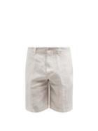 120 Lino 120% Lino - Linen-hopsack Shorts - Mens - Light Grey