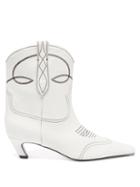 Khaite - Dallas Kitten-heel Leather Western Boots - Womens - White