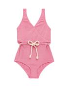 Matchesfashion.com Lisa Marie Fernandez - Yasmin Cotton-blend Terry Swimsuit - Womens - Pink